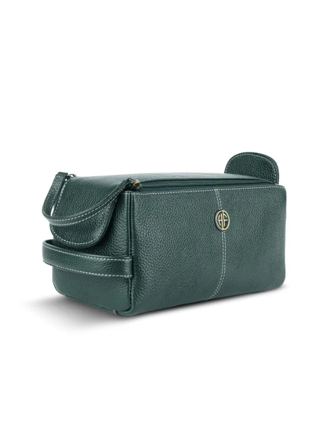 HAMMONDS FLYCATCHER Genuine Leather Toiletry Bag for Men and Women - Travel Organizer Pouch, Shaving Kit Bag for Men, Cosmetic Organizer Bag, Toiletry Pouch for Men with Multiple Pockets -TC4005  Green